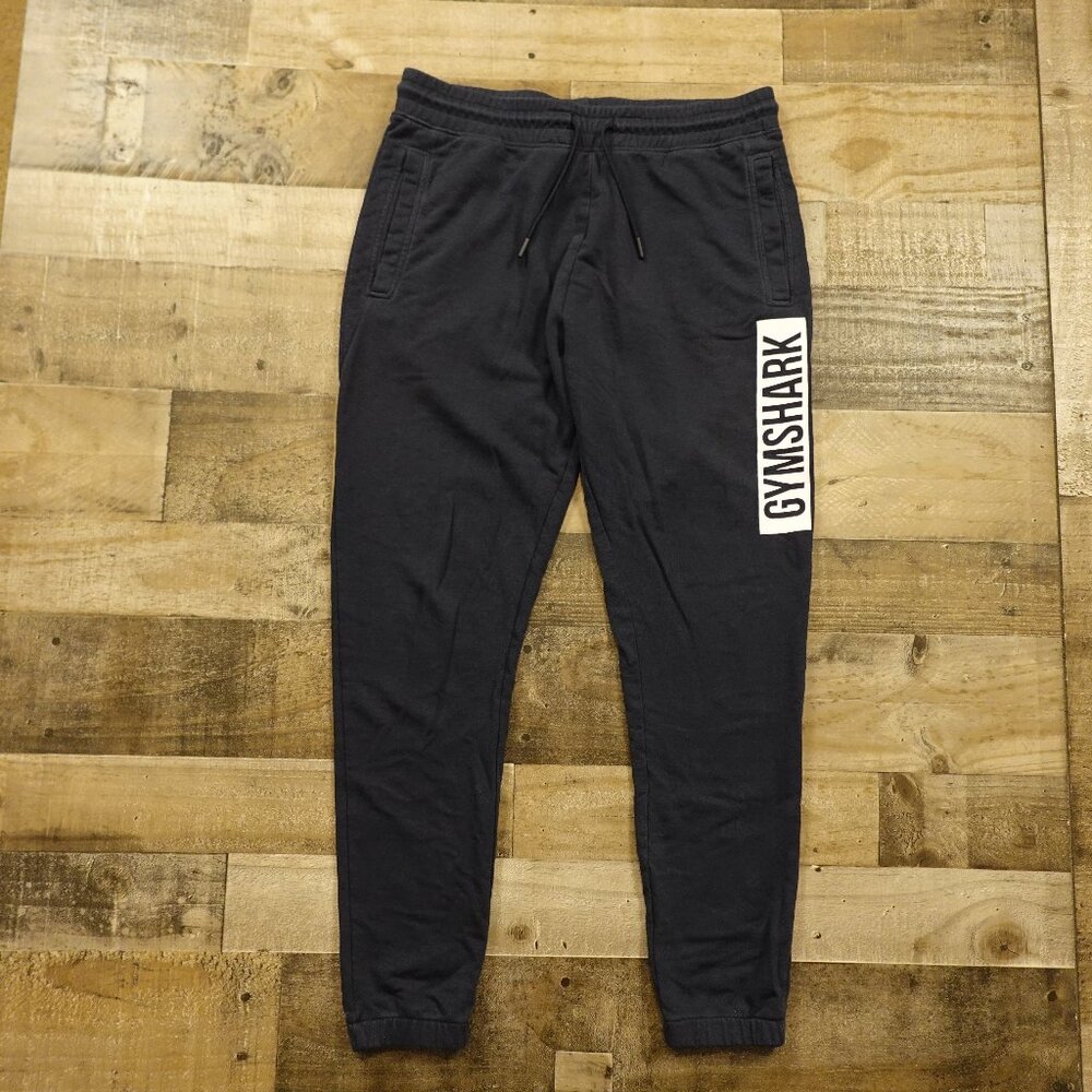 Gymshark Jogger Sweatpants Men’s Large Navy Logo Tapered Athletic 28" Inseam